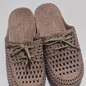 Woven Slip-On Loafers with Bow